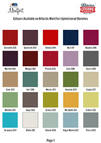 Billards Montfort Bench Upholstery Colours - Thumbnail